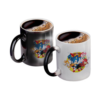 Sonic and friends, Color changing magic Mug, ceramic, 330ml when adding hot liquid inside, the black colour desappears (1 pcs)