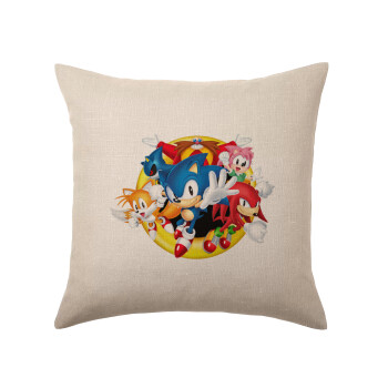 Sonic and friends, Μαξιλάρι καναπέ ΛΙΝΟ 40x40cm περιέχεται το  γέμισμα