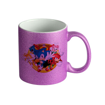 Sonic and friends, Κούπα Μωβ Glitter που γυαλίζει, κεραμική, 330ml