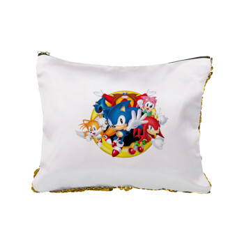 Sonic and friends, Sequin Gold Pouch Cosmetic Bag