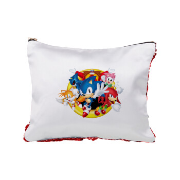 Sonic and friends, Τσαντάκι νεσεσέρ με πούλιες (Sequin) Κόκκινο