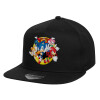 Children's Flat Snapback Hat, Black (100% COTTON, CHILD, UNISEX, ONE SIZE)