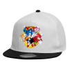 Child's Flat Snapback Hat, White (100% COTTON, CHILDREN'S, UNISEX, ONE SIZE)