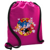 Backpack pouch GYMBAG Fuchsia, with pocket (40x48cm) & thick cords