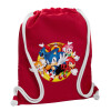 Backpack pouch GYMBAG Red, with pocket (40x48cm) & thick cords