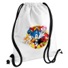 Backpack pouch GYMBAG white, with pocket (40x48cm) & thick cords