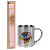 Easter Set, metallic thermal cup (300ml) & aromatic flat Easter candle (30cm) (PINK)