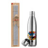 Easter Set, metallic stainless thermos flask (500ml) & scented flat Easter candle (30cm) (GRAY)