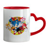 Mug heart red handle, ceramic, 330ml