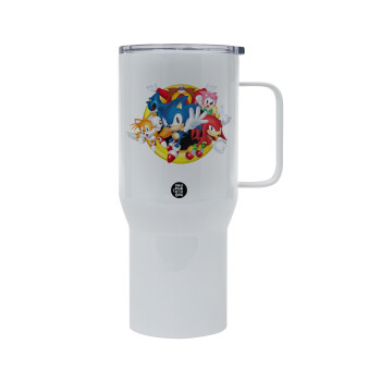 Sonic and friends, Mega Stainless steel Tumbler with lid, double wall 750L