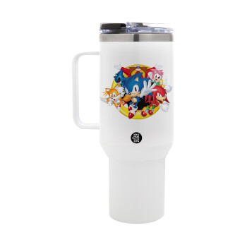 Sonic and friends, Mega Tumbler με καπάκι, διπλού τοιχώματος (θερμό) 1,2L