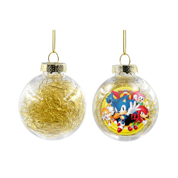 Sonic and friends, Transparent Christmas tree ball ornament with gold filling 8cm