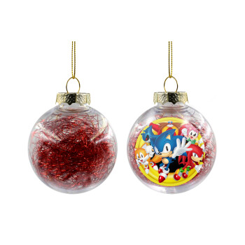 Sonic and friends, Transparent Christmas tree ball ornament with red filling 8cm