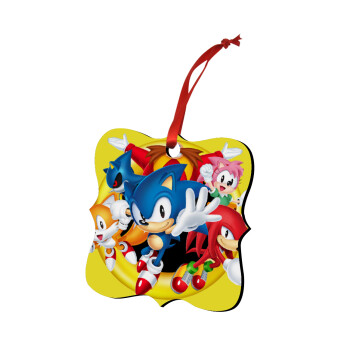 Sonic and friends, Christmas ornament polygon wooden 7.5cm