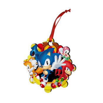 Sonic and friends, Christmas ornament snowflake wooden 7.5cm