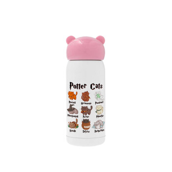 Potter Cats, Pink stainless steel thermal flask, 320ml