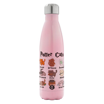 Potter Cats, Metal mug thermos Pink Iridiscent (Stainless steel), double wall, 500ml