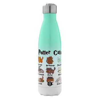 Potter Cats, Metal mug thermos Green/White (Stainless steel), double wall, 500ml