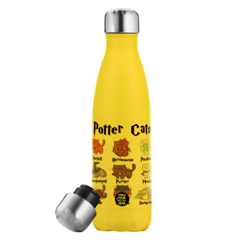 Potter Cats, Yellow Stainless Steel Metallic Thermos, double-walled, 500ml