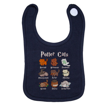 Potter Cats, Σαλιάρα με Σκρατς 100% Organic Cotton Μπλε (0-18 months)