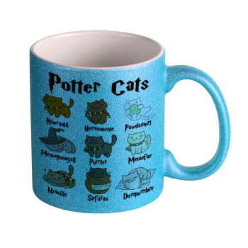 Potter Cats, Κούπα Σιέλ Glitter που γυαλίζει, κεραμική, 330ml