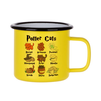 Potter Cats, Metallic enamel MATT Yellow cup 360ml