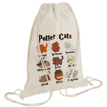 Potter Cats, Backpack bag GYMBAG natural (28x40cm)