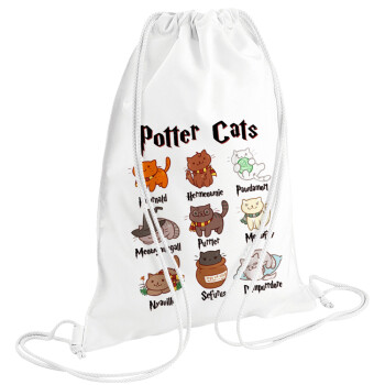 Potter Cats, Backpack pouch GYMBAG white (28x40cm)