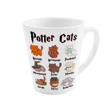 Potter Cats, Κούπα κωνική Latte Λευκή, κεραμική, 300ml