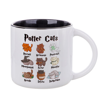 Potter Cats, Κούπα κεραμική 400ml Λευκή/Μαύρη