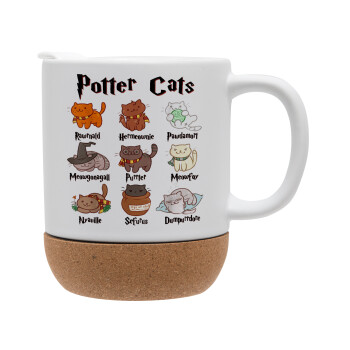 Potter Cats, Κούπα, κεραμική με βάση φελού και καπάκι (ΜΑΤ), 330ml (1 τεμάχιο)