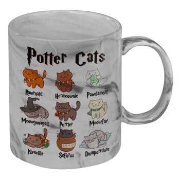 Potter Cats, Mug ceramic marble style, 330ml