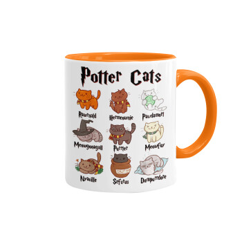 Potter Cats, Mug colored orange, ceramic, 330ml