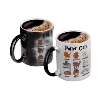 Potter Cats, Color changing magic Mug, ceramic, 330ml when adding hot liquid inside, the black colour desappears (1 pcs)