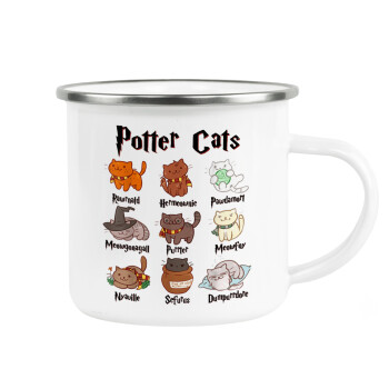 Potter Cats, Metallic enamel cup white 360ml