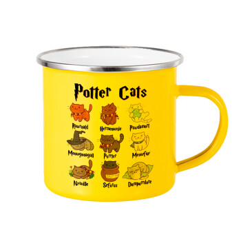 Potter Cats, Κούπα Μεταλλική εμαγιέ Κίτρινη 360ml