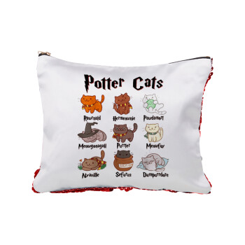 Potter Cats, Τσαντάκι νεσεσέρ με πούλιες (Sequin) Κόκκινο