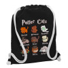 Backpack pouch GYMBAG Black, with pocket (40x48cm) & thick white cords