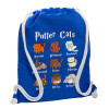 Backpack pouch GYMBAG Blue, with pocket (40x48cm) & thick cords