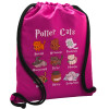 Backpack pouch GYMBAG Fuchsia, with pocket (40x48cm) & thick cords