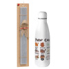 Easter Set, metallic stainless thermos bottle (500ml) & scented flat Easter candle (30cm) (GRAY)