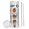 Eco friendly stainless steel tumbler 600ml, with metal straw & cleaning brush