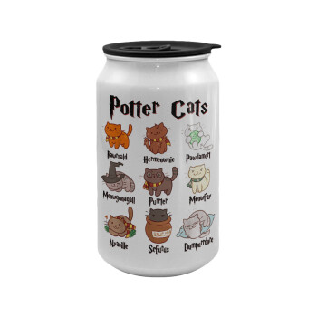 Potter Cats, Κούπα ταξιδιού μεταλλική με καπάκι (tin-can) 500ml