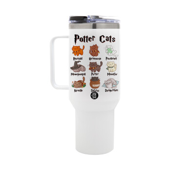 Potter Cats, Mega Tumbler με καπάκι, διπλού τοιχώματος (θερμό) 1,2L