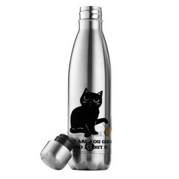 CAT, what are you going to do about it!, Μεταλλικό παγούρι θερμός Inox (Stainless steel), διπλού τοιχώματος, 500ml