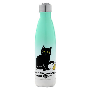 CAT, what are you going to do about it!, Metal mug thermos Green/White (Stainless steel), double wall, 500ml