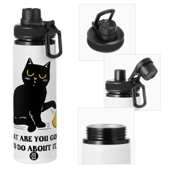 CAT, what are you going to do about it!, Metal water bottle with safety cap, aluminum 850ml