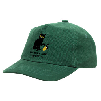 CAT, what are you going to do about it!, Children's Baseball Cap, 100% Cotton Drill, GREEN (COTTON, CHILDREN'S, ONE SIZE)