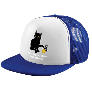 CAT, what are you going to do about it!, Child's Soft Trucker Hat with Blue/White Mesh (POLYESTER, CHILD, ONE SIZE)