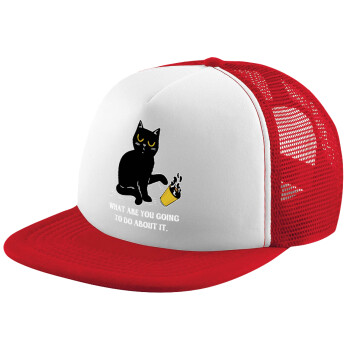 CAT, what are you going to do about it!, Children's Soft Trucker Hat with Red/White Mesh (POLYESTER, CHILDREN'S, ONE SIZE)